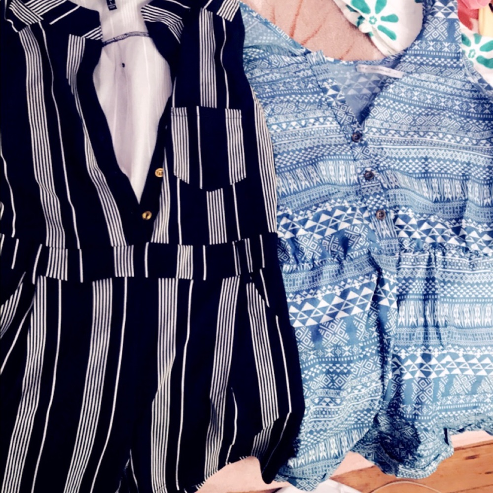 2 rompers with pockets